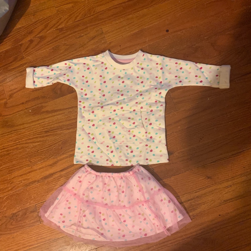 Rockin Baby girls polka dot tulle skirt set